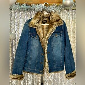 Denim Faux Fur Lined Jean Jacket